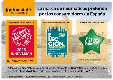 Continental gana los premios Cinco Estrellas 2026 y Elección del Consumidor 2026