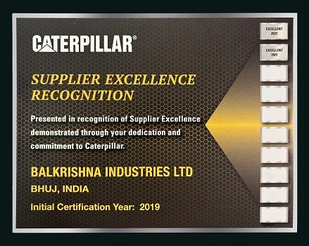 BKT ha obtenido la certificación 'Nivel Excelente' de Caterpillar 
