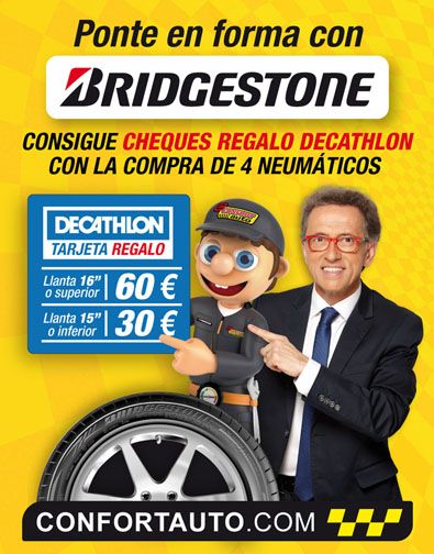 Confortauto y Bridgestone regalan hasta 60€ para Decathlon