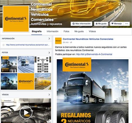 Facebook de Continental Neumáticos para Vehículos Comerciales 