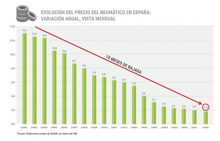 Gráfica anual del precio de los neumáticos