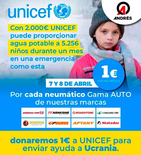 Grupo Andrés dona a Unicef 1€ por neumático vendido