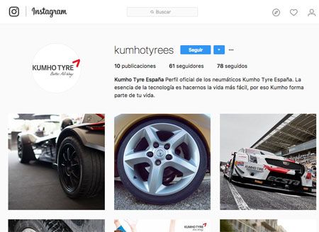 Kumho Tyre España da el salto a Instagram