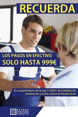 Los pagos en efectivo hasta 999€