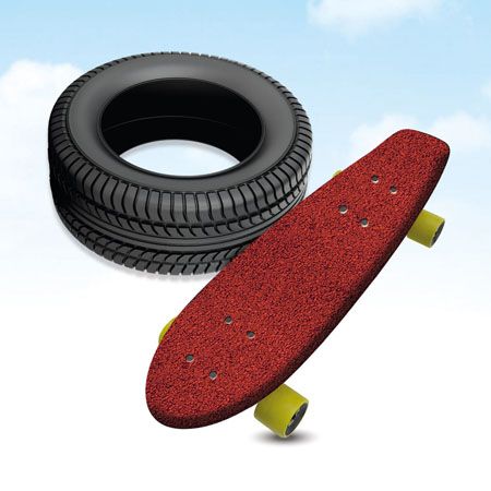 Monopatines reciclando el caucho de los Neumáticos Usados 