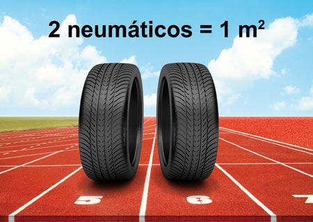 Pistas de atletismo con neumáticos fuera de uso