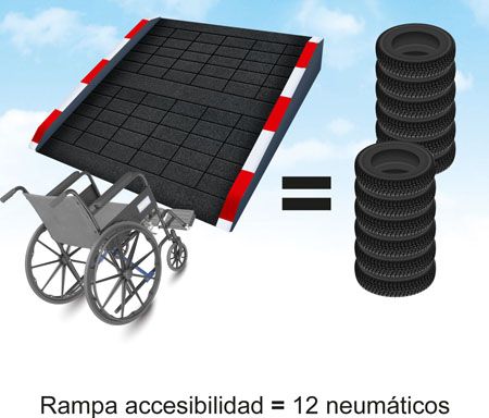 Rampas hechas con neumáticos usados