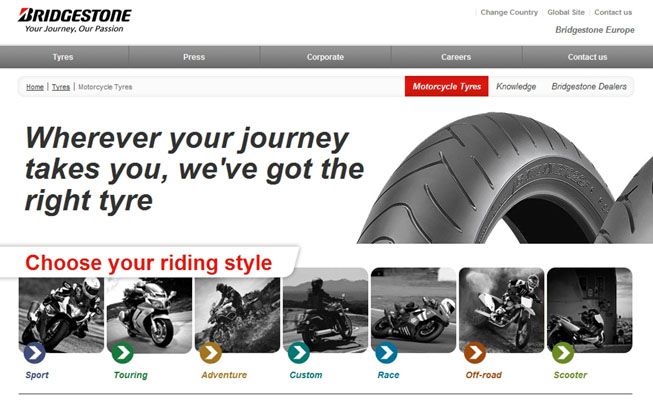 Your Journey, Our Passion, nueva web moto de Bridgestone